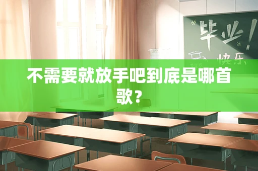 不需要就放手吧到底是哪首歌？