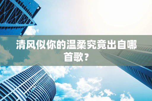 清风似你的温柔究竟出自哪首歌？
