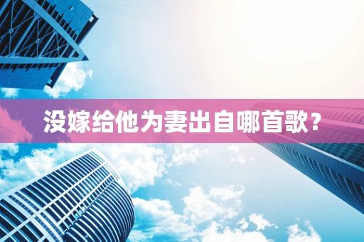 没嫁给他为妻出自哪首歌？