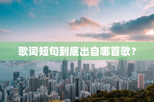 歌词短句到底出自哪首歌？