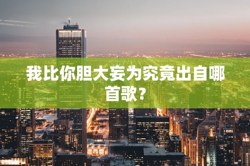 我比你胆大妄为究竟出自哪首歌？