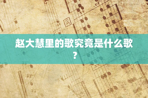 赵大慧里的歌究竟是什么歌？
